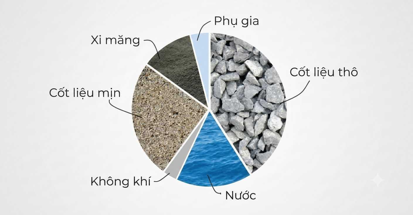 Các nguyên liệu làm tấm bê tông (Nguồn: Internet)
