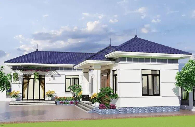 Phối cảnh ngoại thất nhà cấp 4 chữ L 2 phòng ngủ mái Nhật trẻ trung, thu hút (Nguồn: Internet)