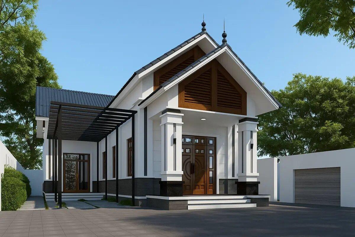 Mái tôn hoà hợp với kiến trúc của ngôi nhà khi nhìn từ bên ngoài (Nguồn: Internet)