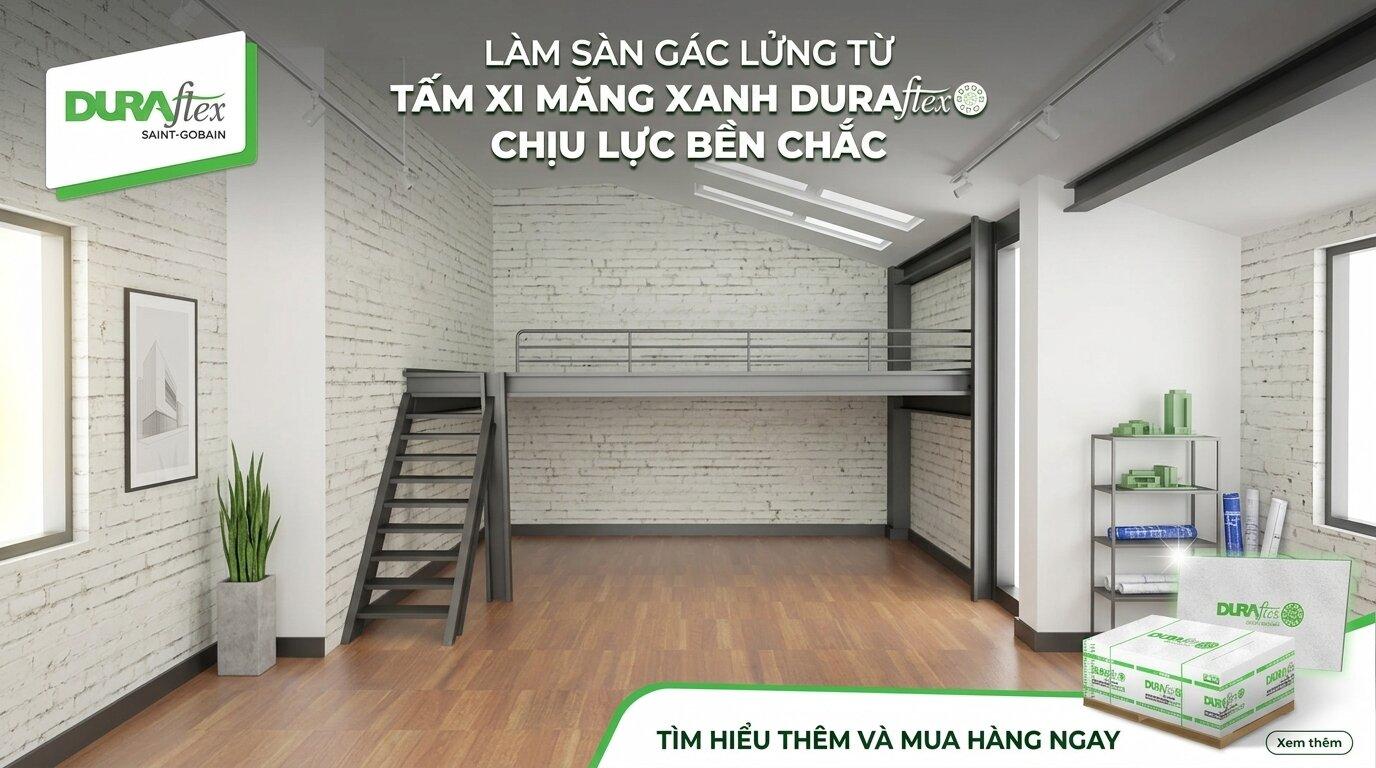 Làm sàn gác lửng từ tấm xi măng xanh duraflex chịu lực bền chắc 