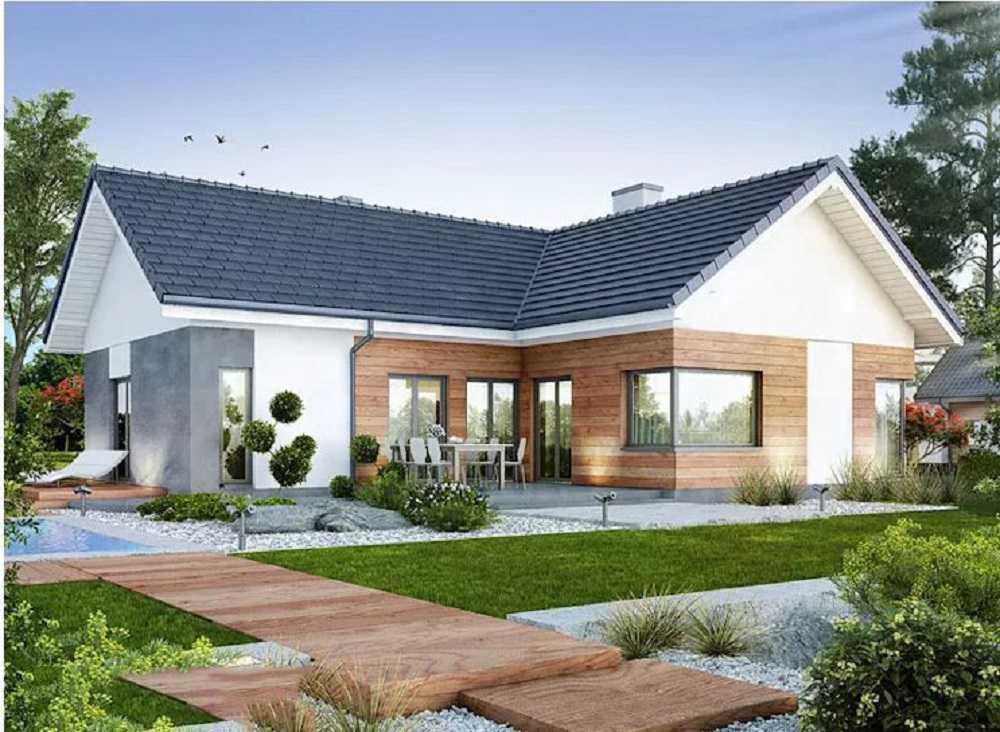 Mẫu nhà cấp 4 chữ L đơn giản 150m2 có sân vườn (Nguồn: Internet)