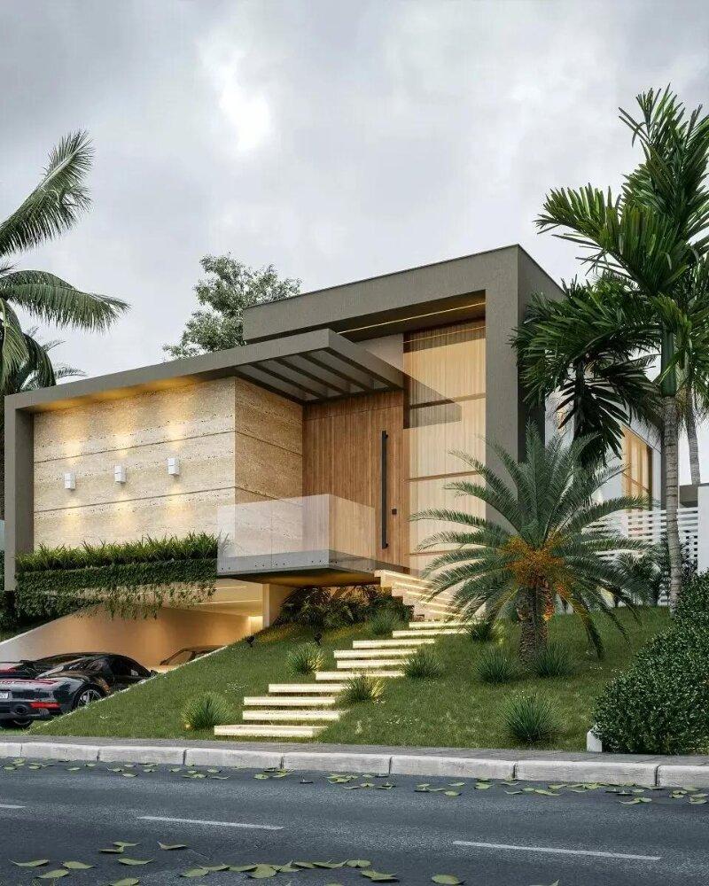 Tận dụng giải pháp hầm chìm cho thế đất dốc giúp mặt tiền trông thoáng đãng hơn (Nguồn: Internet)
