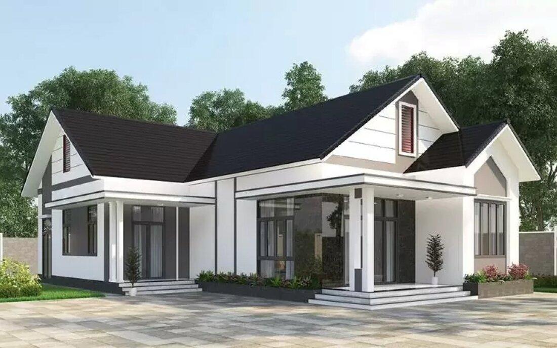 Kiến trúc nhà cấp 4 chữ L mái Thái bền đẹp, đảm bảo công năng cho gia đình đông thành viên (Nguồn: Internet)