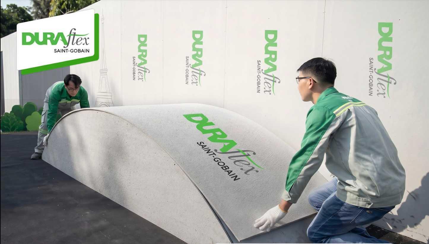 Khả năng uốn cong linh hoạt của tấm cemboard giúp mở rộng tối đa sự sáng tạo trong thiết kế kiến trúc hiện đại