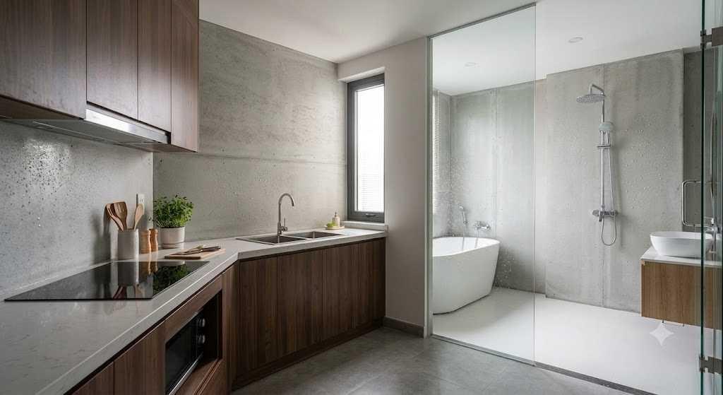 Ứng dụng ốp tường chịu ẩm giúp bảo vệ các khu vực nhà tắm và nhà bếp luôn sạch sẽ, bền đẹp