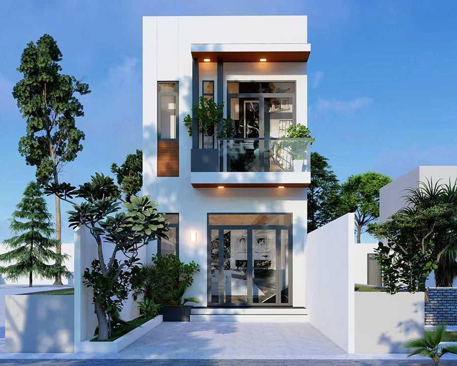 Mẫu nhà phố hiện đại với thiết kế tối ưu diện tích sàn và các hạng mục phụ trợ (Nguồn: Internet)