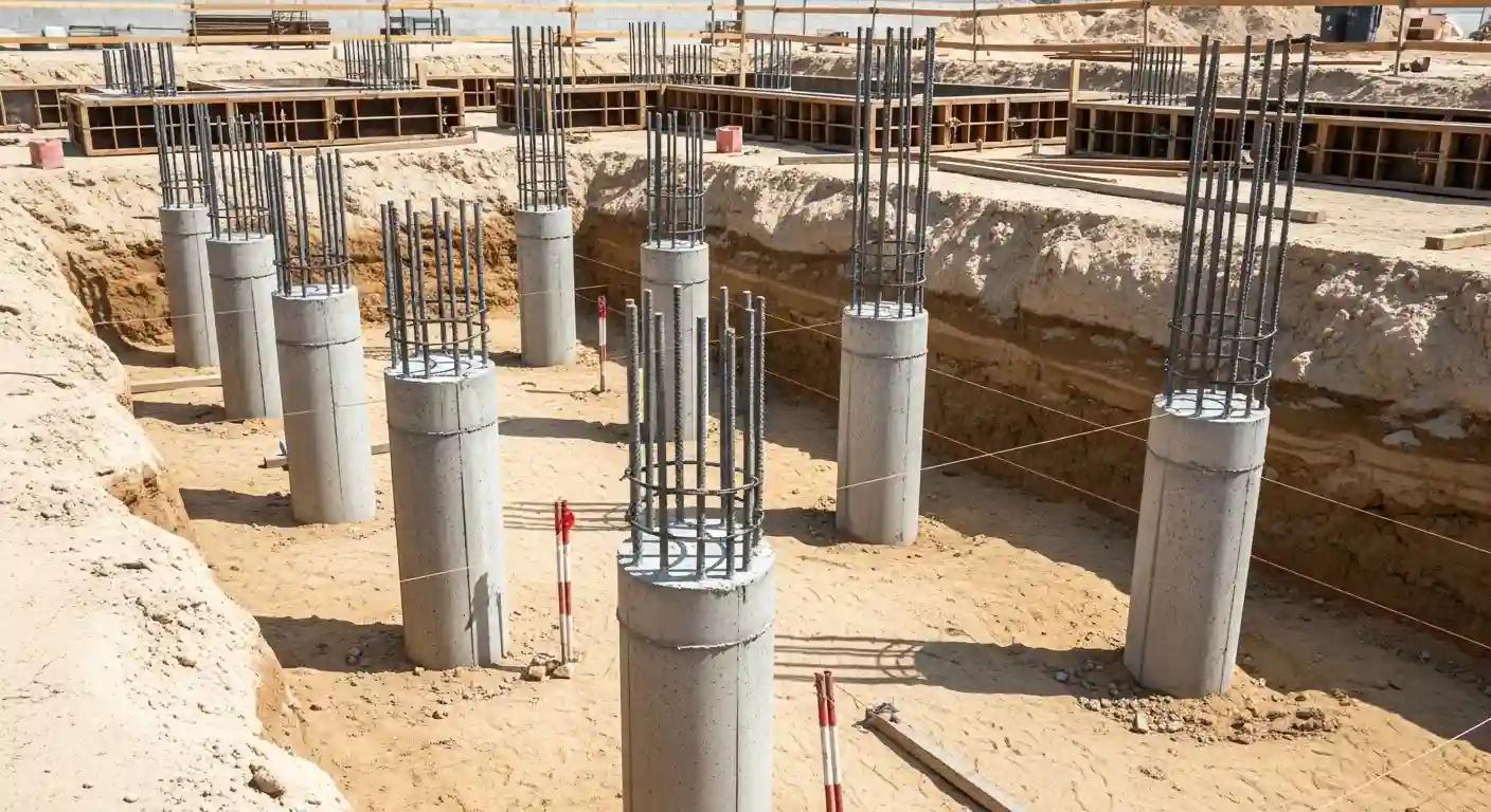 Công tác trắc đạc định vị tim cọc bằng máy toàn đạc điện tử chính xác trên công trường (Nguồn: Internet)