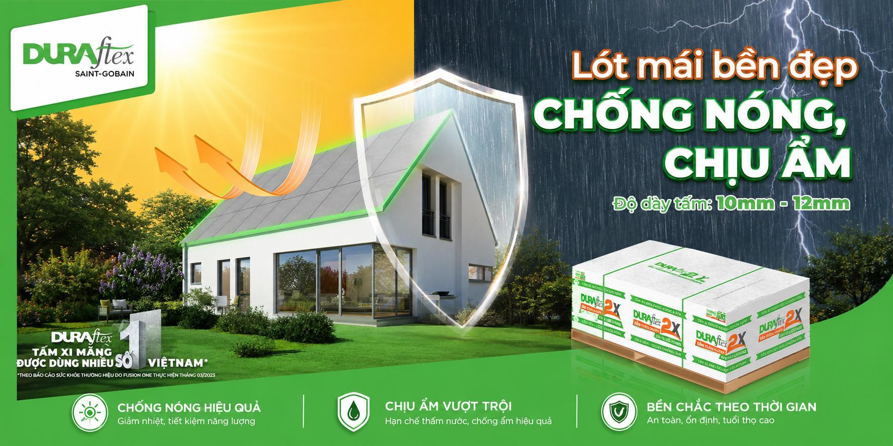 Lót mái bền đẹp chống nóng chịu ẩm