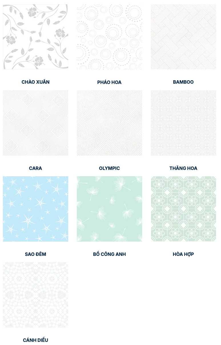 Các mẫu thiết kế La phông Vĩnh Tường DECO In lụa