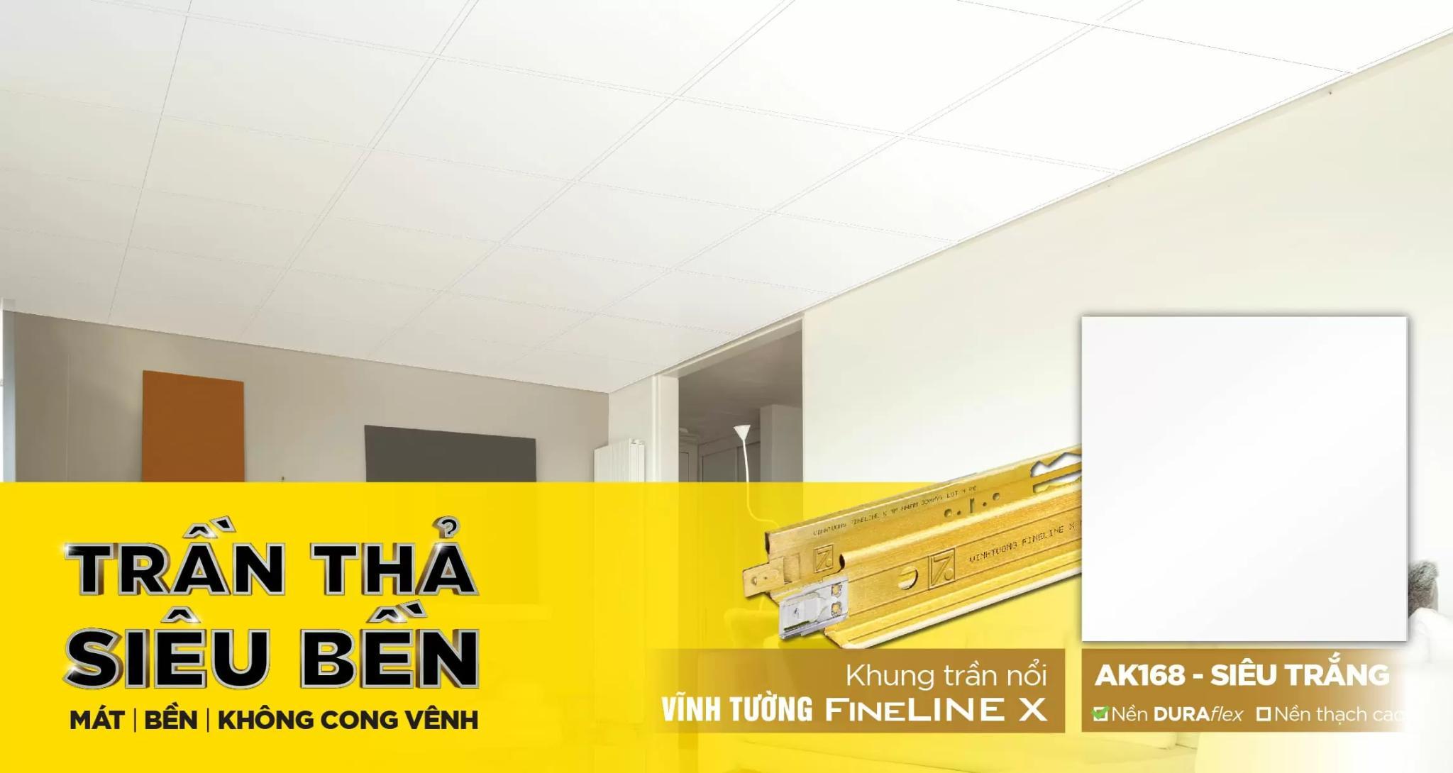 Phối cảnh tấm La phông Vĩnh Tường DECO Plus Sơn trắng cho hệ trần tinh tế, tối giản