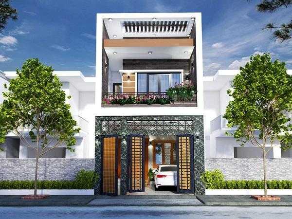Mẫu nhà ống 2 tầng 5x20m có gara ô tô, 4 phòng ngủ