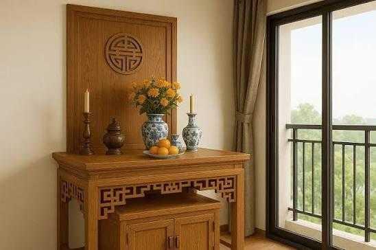 Bàn thờ hướng ra ban công mặt tiền