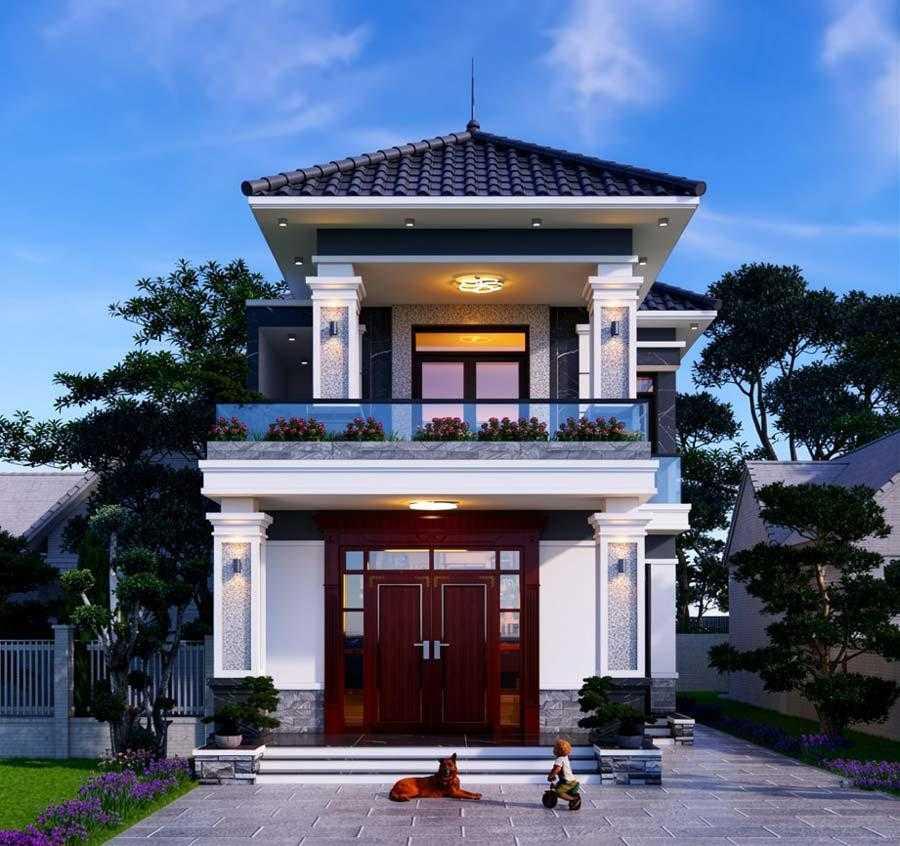 Mẫu nhà ống 2 tầng 6x15m mái Nhật