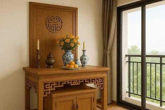 Bàn thờ hướng ra ban công mặt tiền 6m