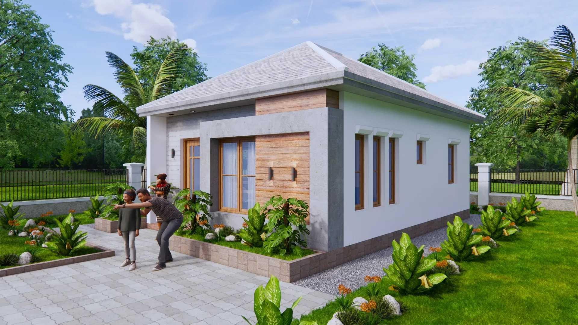Nhà cấp 4 mái tôn kết sân vườn rộng rãi (Nguồn: Internet)