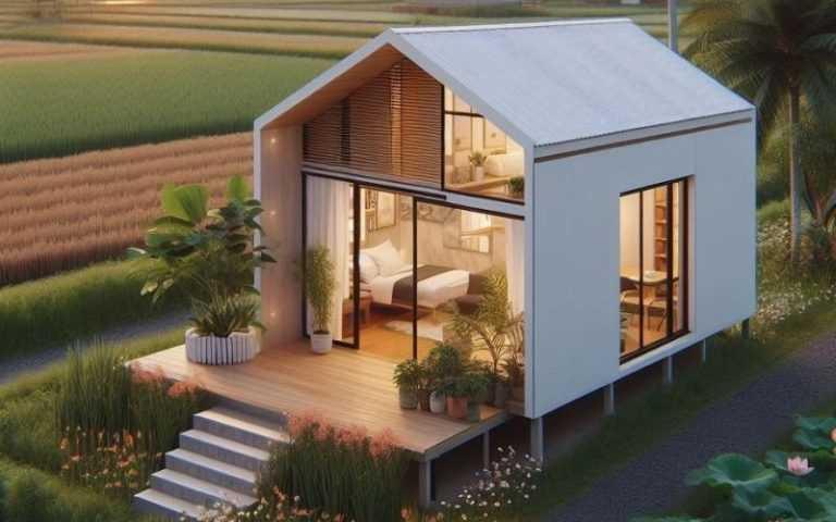 Thiết kế nhà cấp 4 tiền chế phong cách tối giản có gác lửng (Nguồn: Internet)