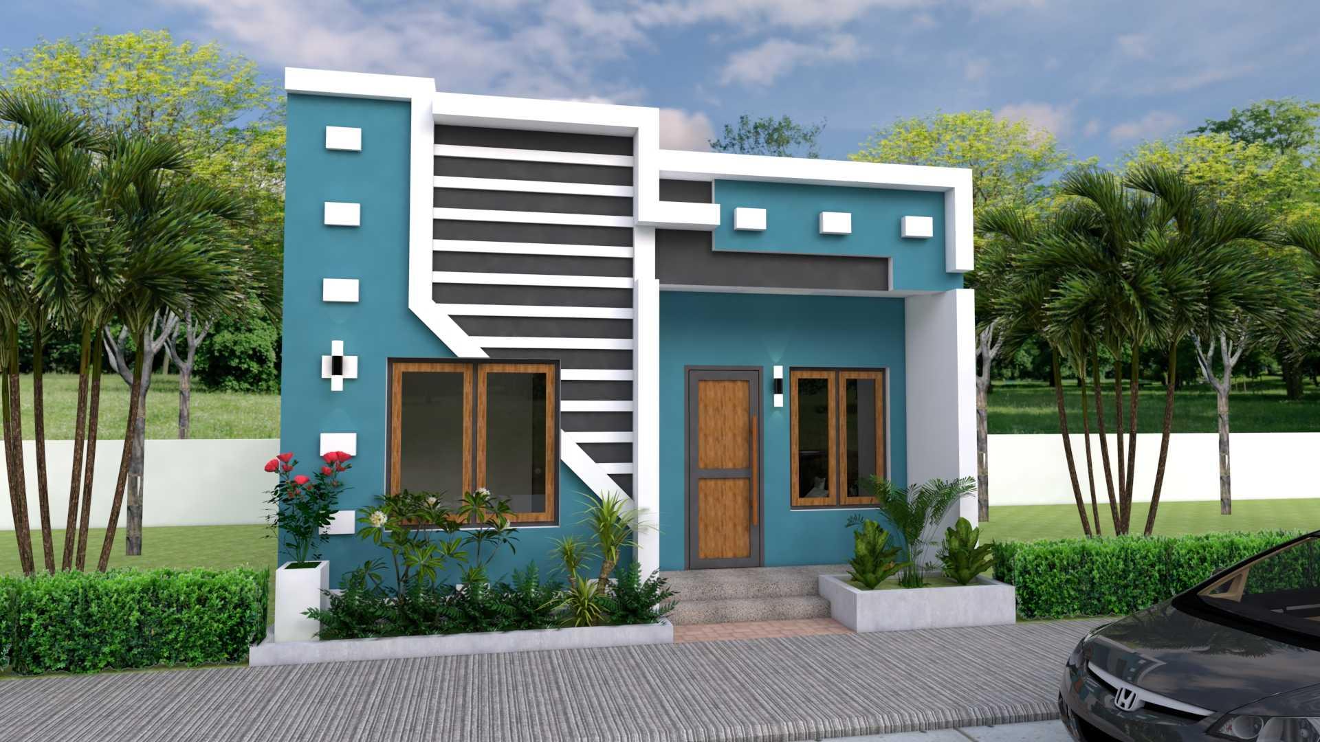 Thiết kế nhà cấp 4 70 triệu có gác lửng với tông màu xanh độc đáo (Nguồn: Internet)