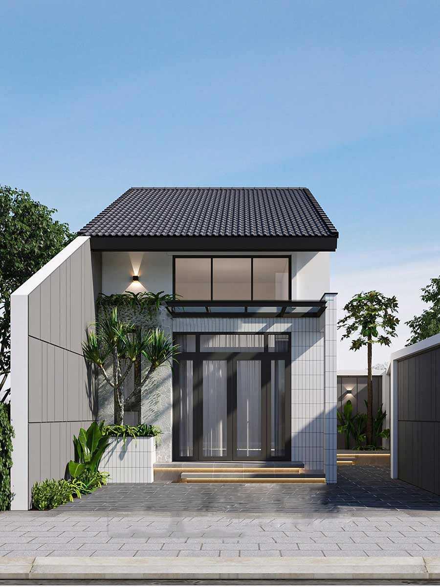 Mẫu nhà cấp 4 mái tôn lệch tạo điểm nhấn kiến trúc cho công trình diện tích 120m2