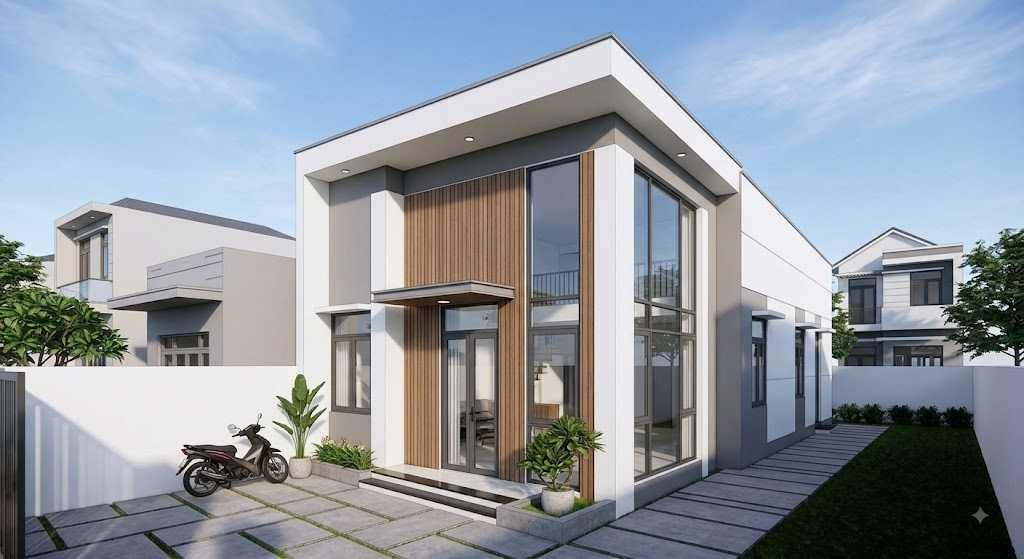 Sự kết hợp giữa gác lửng và giếng trời giúp xóa bỏ hoàn toàn cảm giác ngột ngạt của nhà ống