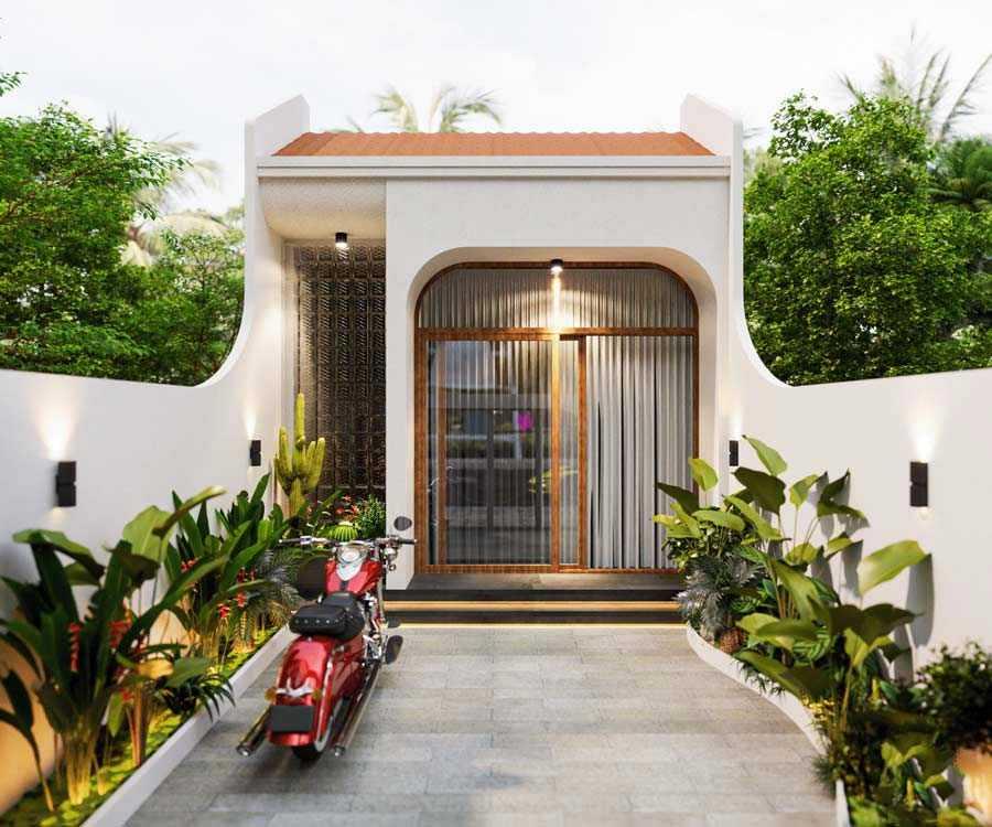 Khoảng sân trước lát gạch chống trượt tạo lối đi sạch sẽ và thuận tiện sinh hoạt (Nguồn: Internet)