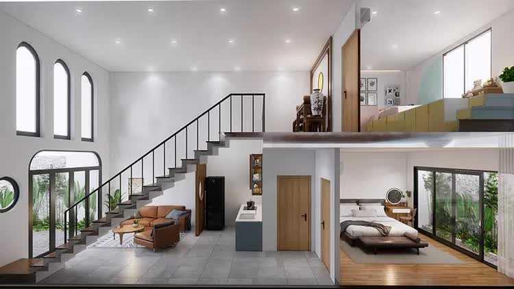 Nhà gác lửng 4x16 cần tính toán diện tích sàn lửng và chiều cao các tầng để bố trí phòng ngủ thoải mái (Nguồn: Internet)
