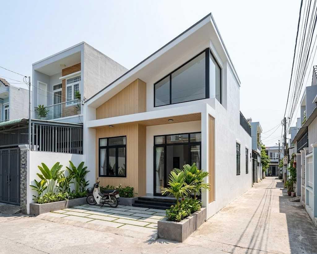 Kiến trúc mái lệch độc đáo mang đến diện mạo phá cách và trẻ trung cho công trình