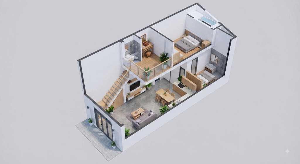 Bản vẽ mặt bằng thể hiện cách phân chia công năng khoa học cho gia đình đa thế hệ