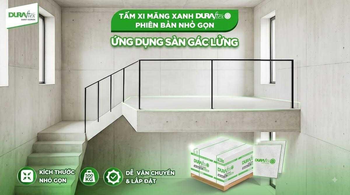 Tấm xi măng xanh Duraflex dựng vách ngăn nhanh chóng