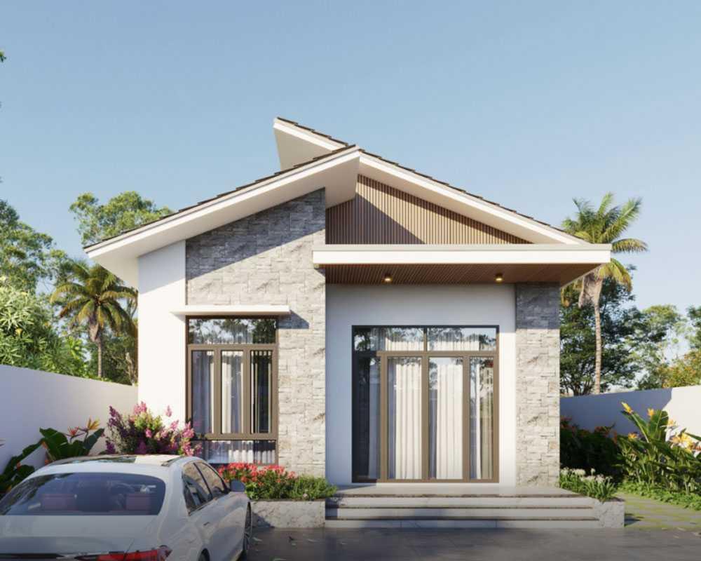 Thiết kế nhà cấp 4 7x20 mái bằng dạng chữ L quan thuộc (Nguồn: Internet)