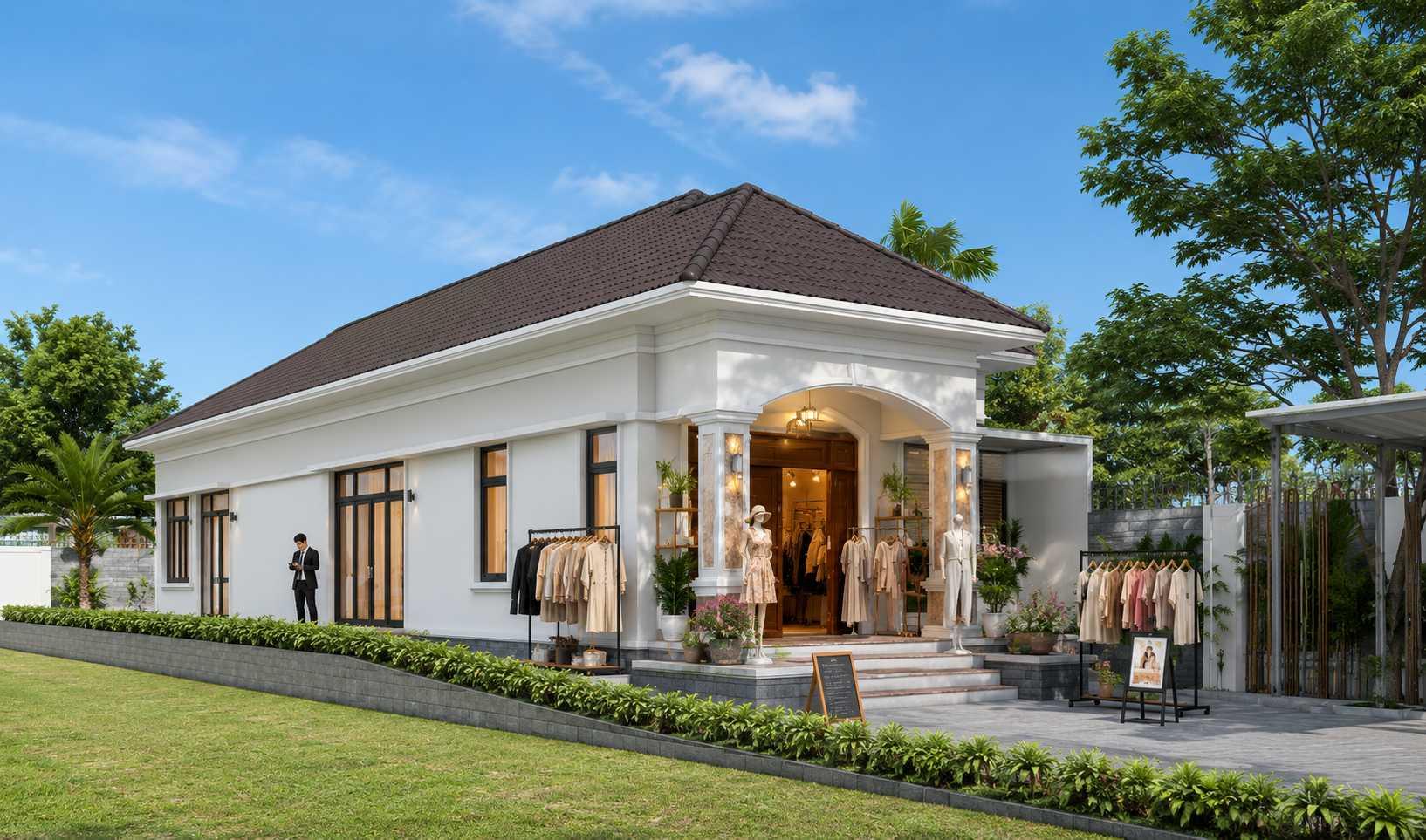 Mẫu nhà cấp 4 diện tích 6x25m kết hợp cửa hàng thời trang tiện nghi