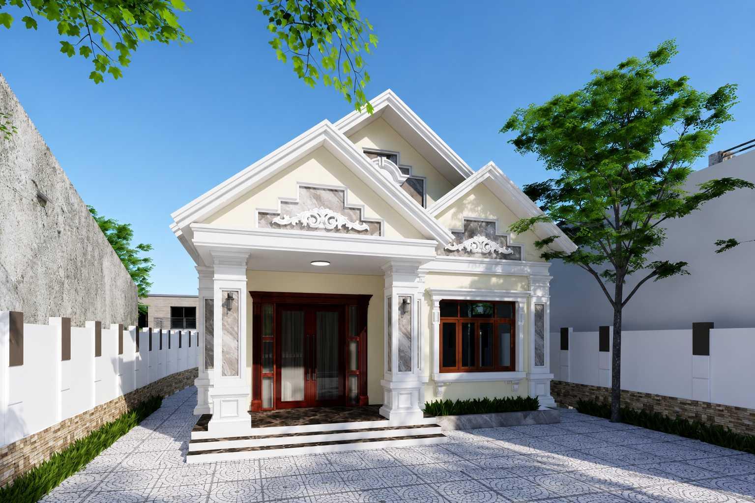 Phối cảnh mặt tiền nhà cấp 4 6x25m phong cách Tân cổ điển tinh tế