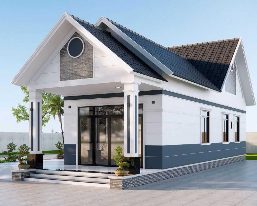 Mẫu nhà cấp 4 mái tôn 5x15m có mặt tiền đơn giản, phù hợp với diện tích đất 75m²