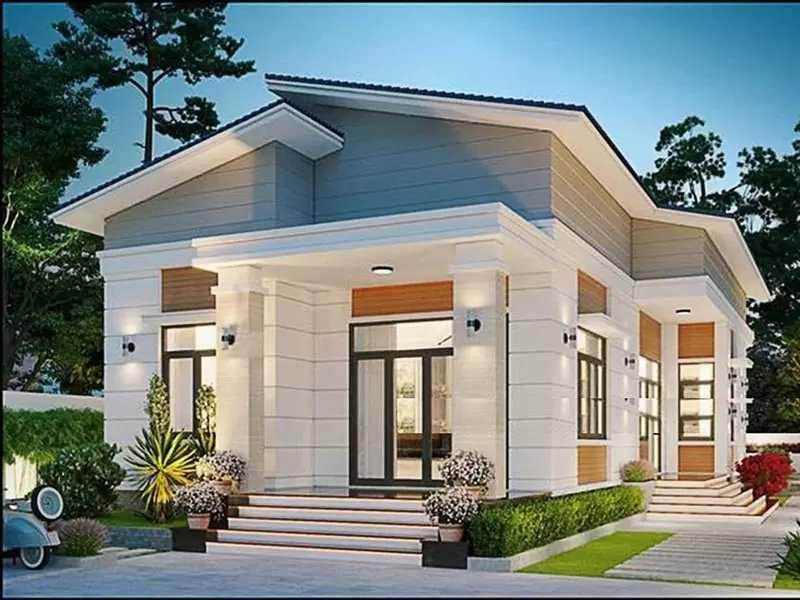 Thiết kế mái tôn hai dốc kết hợp hiên rộng phù hợp với nhà cấp 4 mặt tiền 7m (Nguồn: Internet)