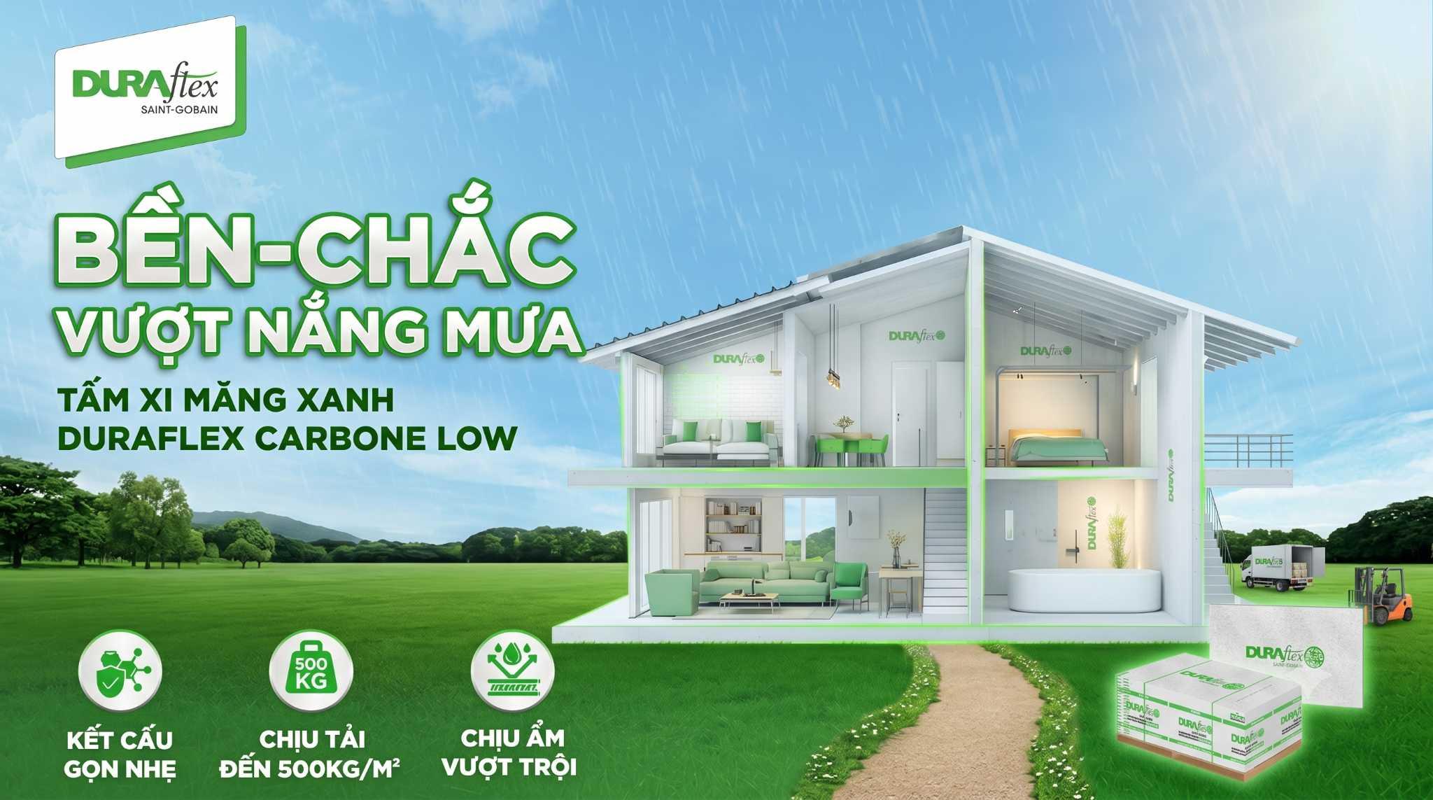 Bền chắc vượt nắng mưa tấm xi măng xanh Duraflex 