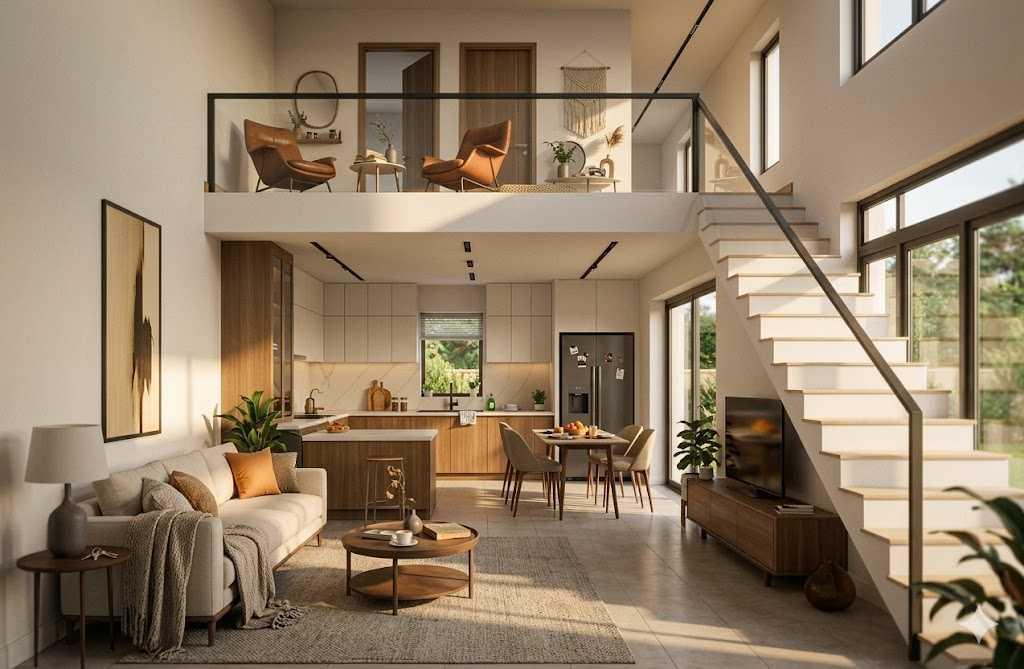 Không gian nhà cấp 4 thoáng đãng với thiết kế mở hiện đại kết hợp 2 phòng ngủ tiện nghi
