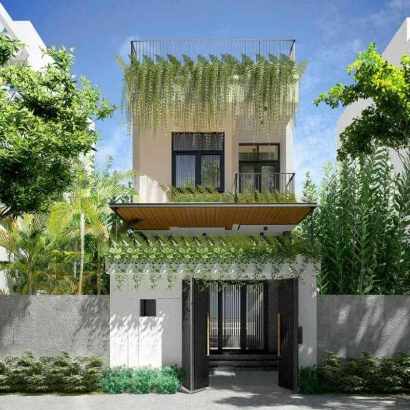 Mẫu nhà cấp 4 mái bằng diện tích 4x20m kết hợp bồn cây ban công
