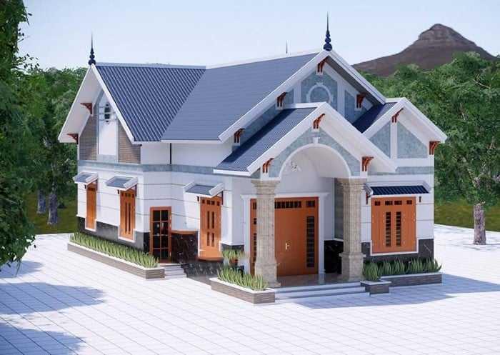 Phối cảnh mặt tiền nhà cấp 4 ngang 8m dài 20m hiện đại, bề thế (Nguồn: Internet)