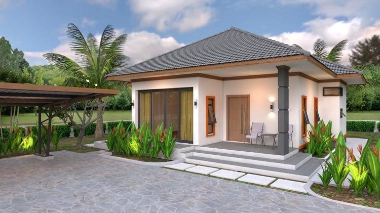 Nhà cấp 4 1 phòng ngủ mái Nhật ở nông thôn
