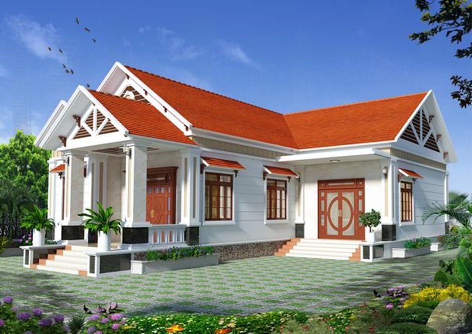 Bản vẽ mẫu nhà cấp 4 1 phòng ngủ chữ L mái tôn đơn giản