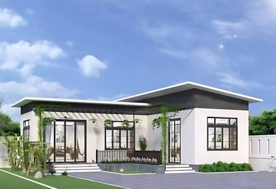 Thiết kế mẫu nhà cấp 4 1 phòng ngủ chữ L 100m2