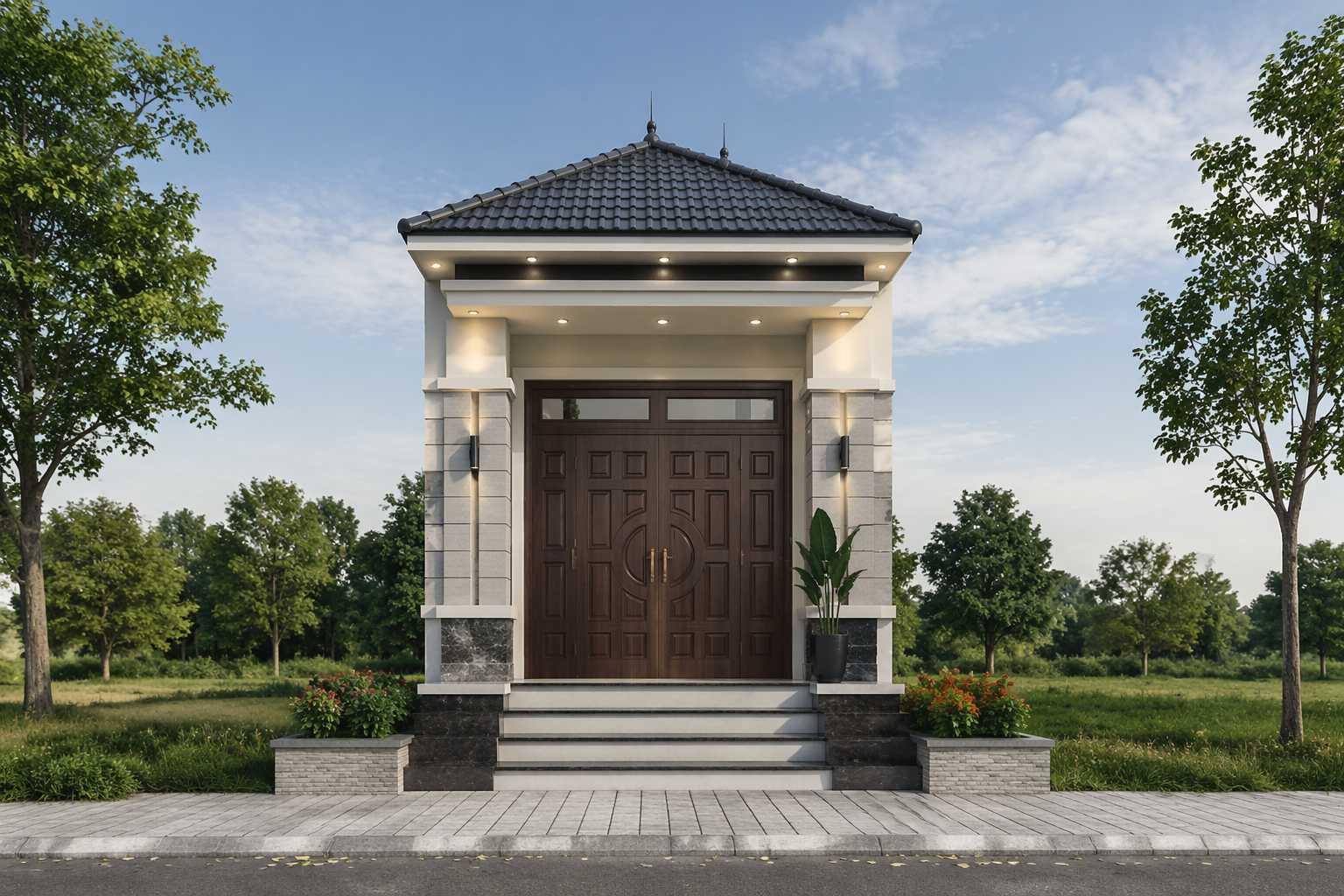 Mẫu nhà cấp 4 có gác lửng mái Nhật kết hợp mặt tiền hiện đại và màu sắc trung tính (Nguồn: Internet)