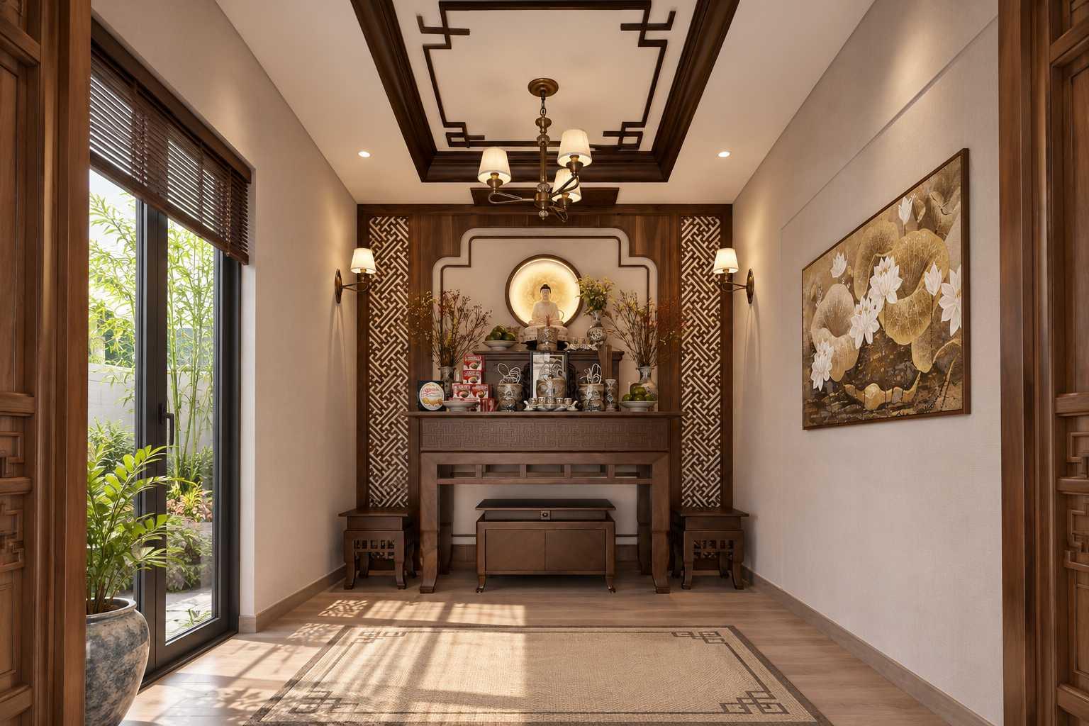 Phòng thờ nhà cấp 4 cần được bố trí trang nghiêm, thông thoáng và thuận tiện cho việc thờ cúng (Nguồn: Internet)