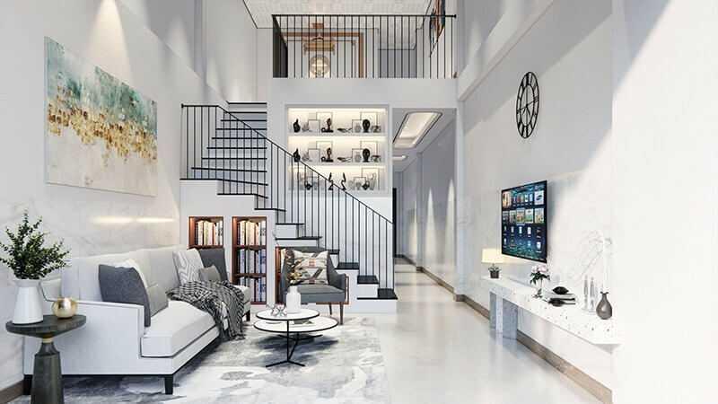 Nhà ống cấp 4 có gác lửng bố trí phòng khách liền bếp ở tầng trệt giúp tối ưu diện tích sinh hoạt (Nguồn: Internet)