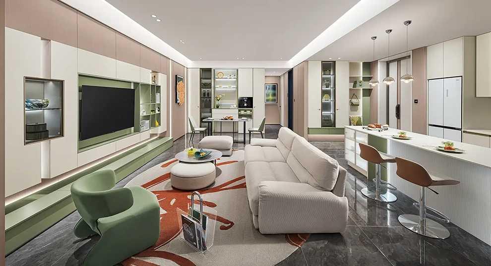 Mẫu nhà ống cấp 4 phong cách Bắc Âu sử dụng sofa sáng màu tạo cảm giác ấm cúng (Nguồn: Internet)