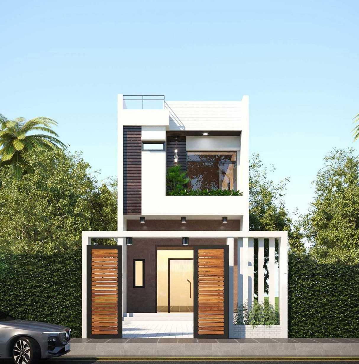 Gara ô tô kết hợp sân trước nhà ống 5m