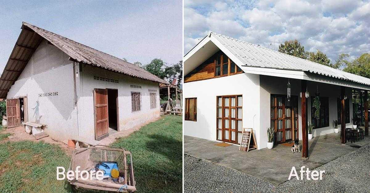Nhà cấp 4 cũ sau khi cải tạo với mặt tiền gọn gàng, sơn mới và mái được sửa chữa. (Nguồn: Internet)