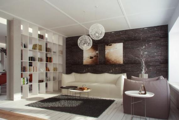 Vách ngăn bếp và phòng khách bằng kế sách