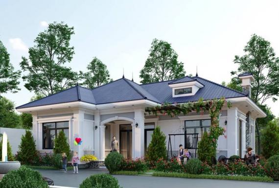 Tận dụng khoảng sân chữ L làm không gian thư giãn, vui chơi gần gũi với thiên nhiên cho cả gia đình (Nguồn: Internet)