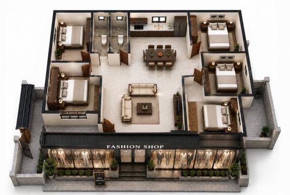 Thiết kế nhà cấp 4 kết hợp kinh doanh đảm bảo sự riêng tư và tiện nghi cho gia đình