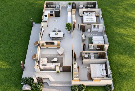 Mẫu nhà cấp 4 120m2 cần bố trí công năng hợp lý, bảo đảm ánh sáng và thông gió cho 3 phòng ngủ